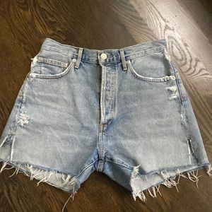 Agolde light wash denim cutoffs